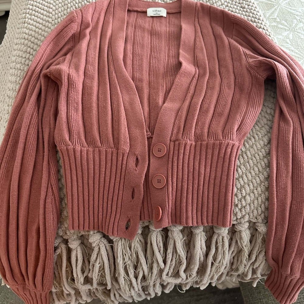 Aritzia Pink Plunge Front Cardigan - Picture 5 of 6